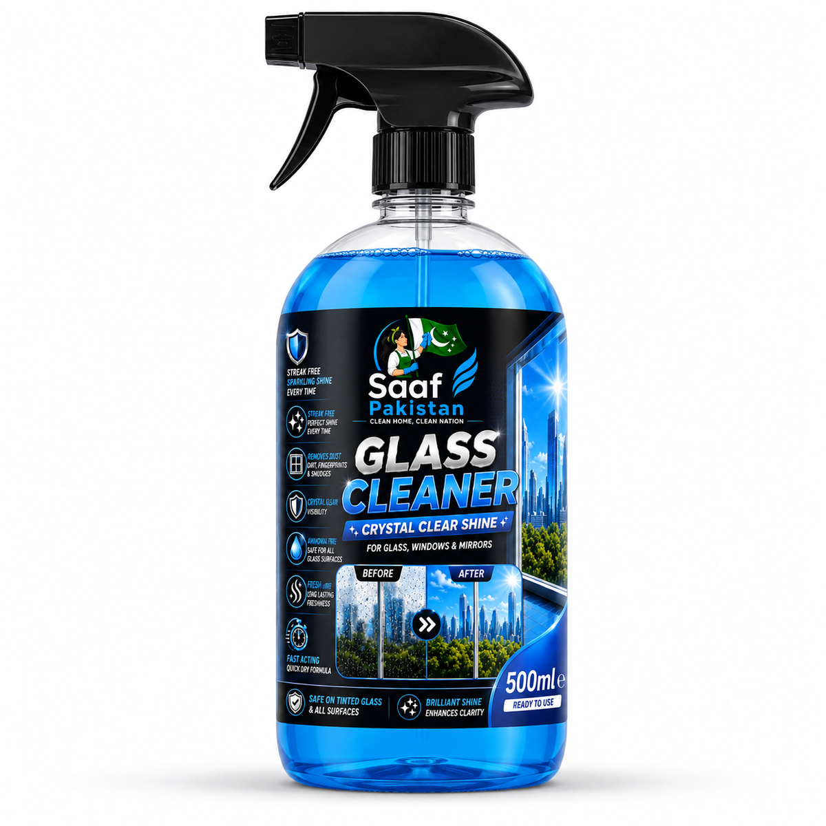 Glass Cleaner 500ml - Saaf Pakistan